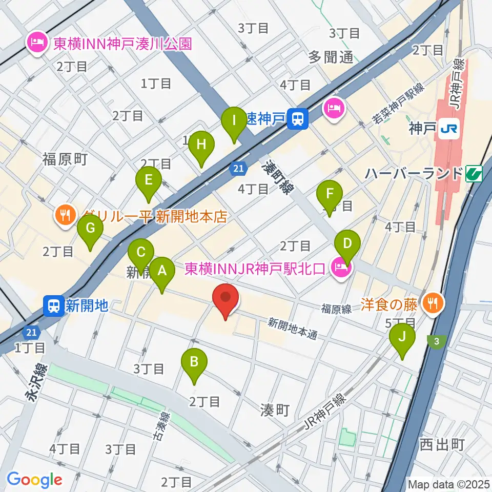 新開地アートひろば周辺のコンビニエンスストア一覧地図
