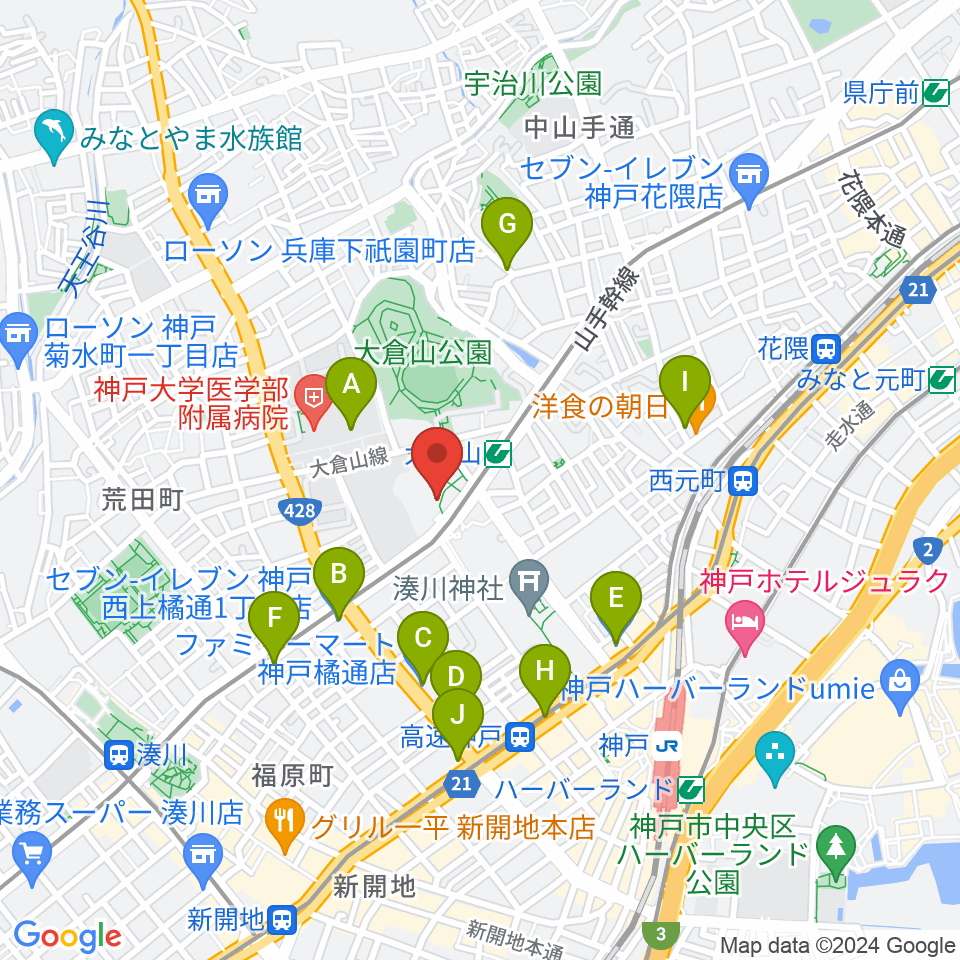 神戸文化ホール周辺のコンビニエンスストア一覧地図