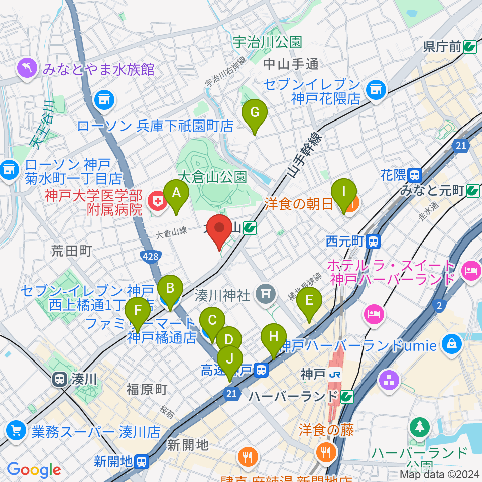 神戸文化ホール周辺のコンビニエンスストア一覧地図