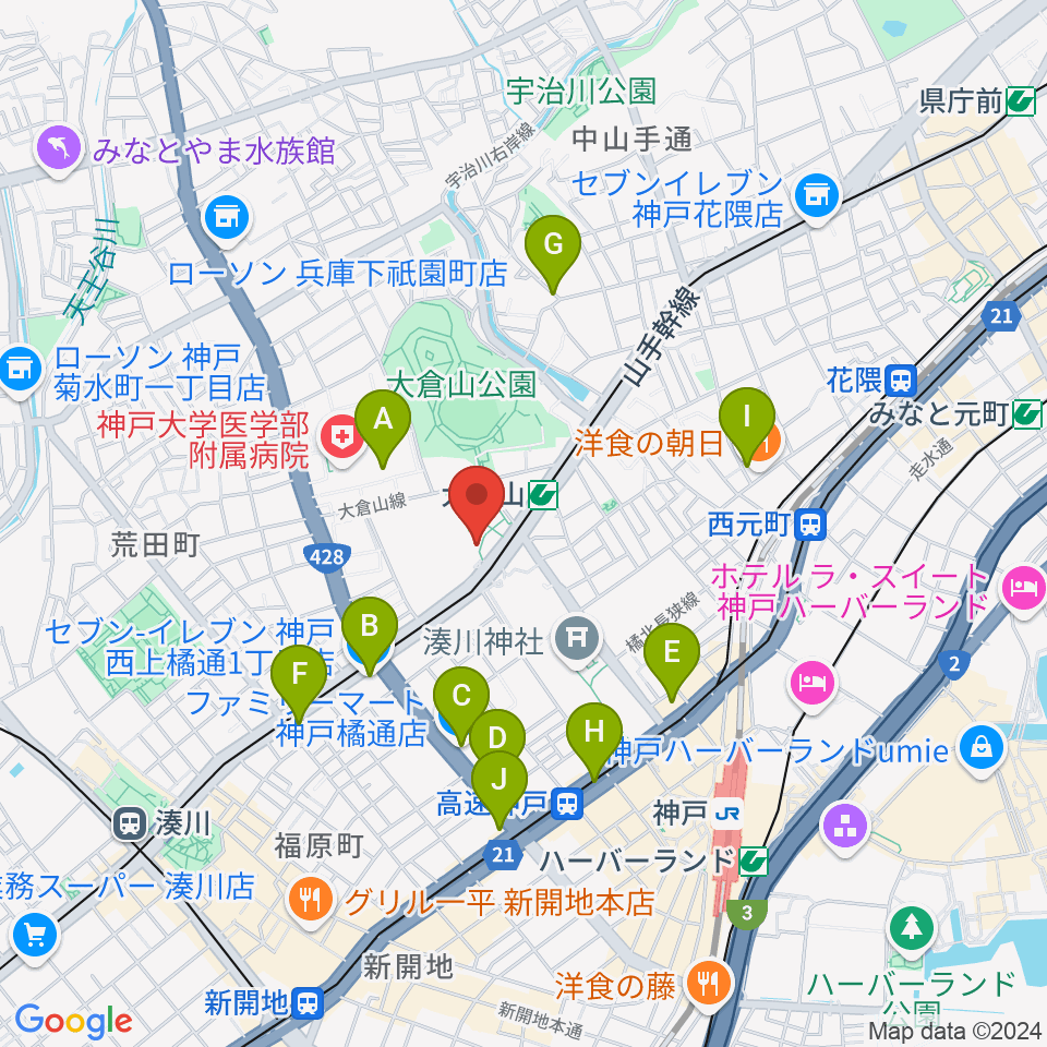 神戸文化ホール周辺のコンビニエンスストア一覧地図