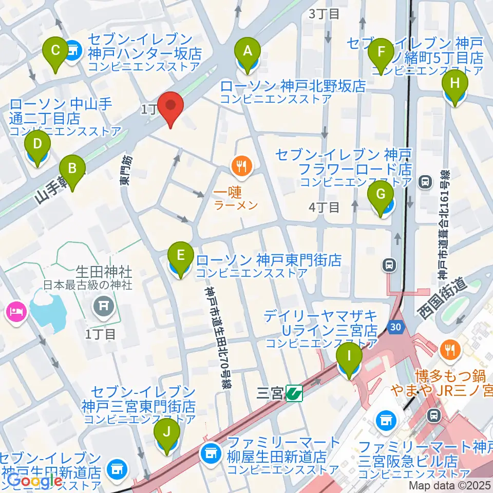 神戸ガレージパラダイス周辺のコンビニエンスストア一覧地図