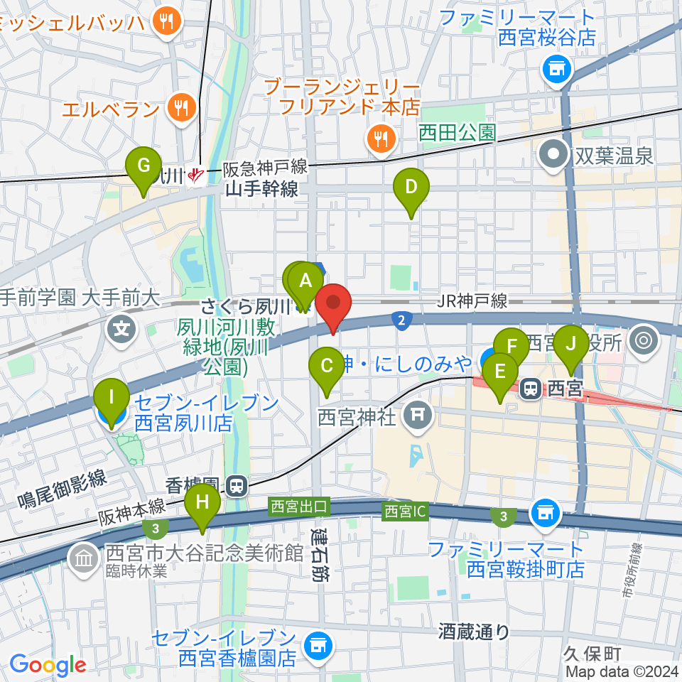 西宮フォートワース周辺のコンビニエンスストア一覧地図