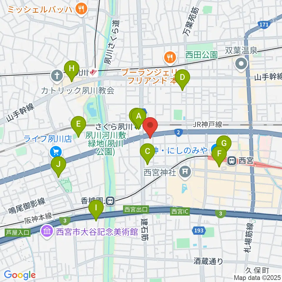 西宮フォートワース周辺のコンビニエンスストア一覧地図