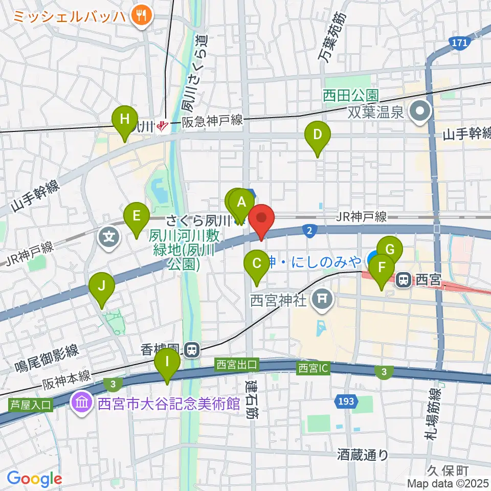 西宮フォートワース周辺のコンビニエンスストア一覧地図