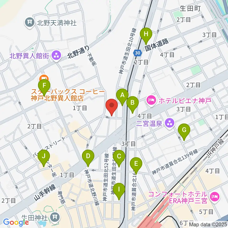 神戸ホンキートンク周辺のコンビニエンスストア一覧地図