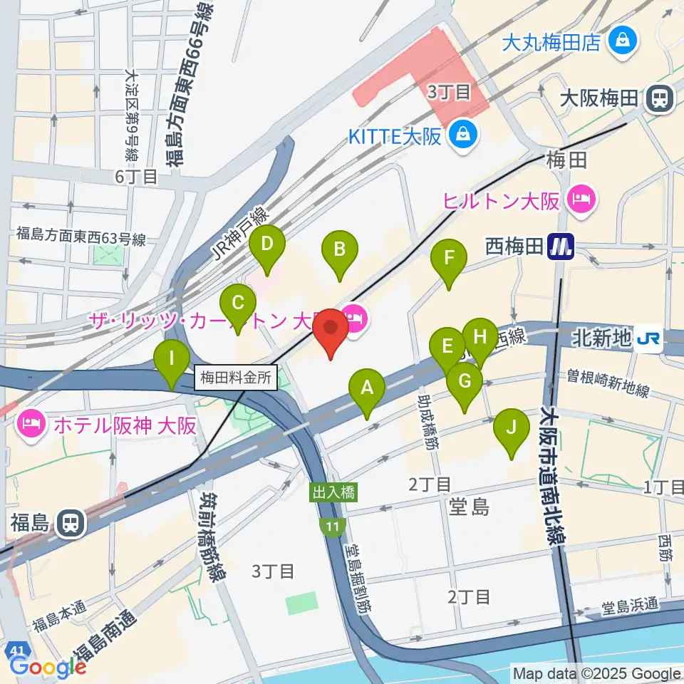 ハービスHALL周辺のコンビニエンスストア一覧地図