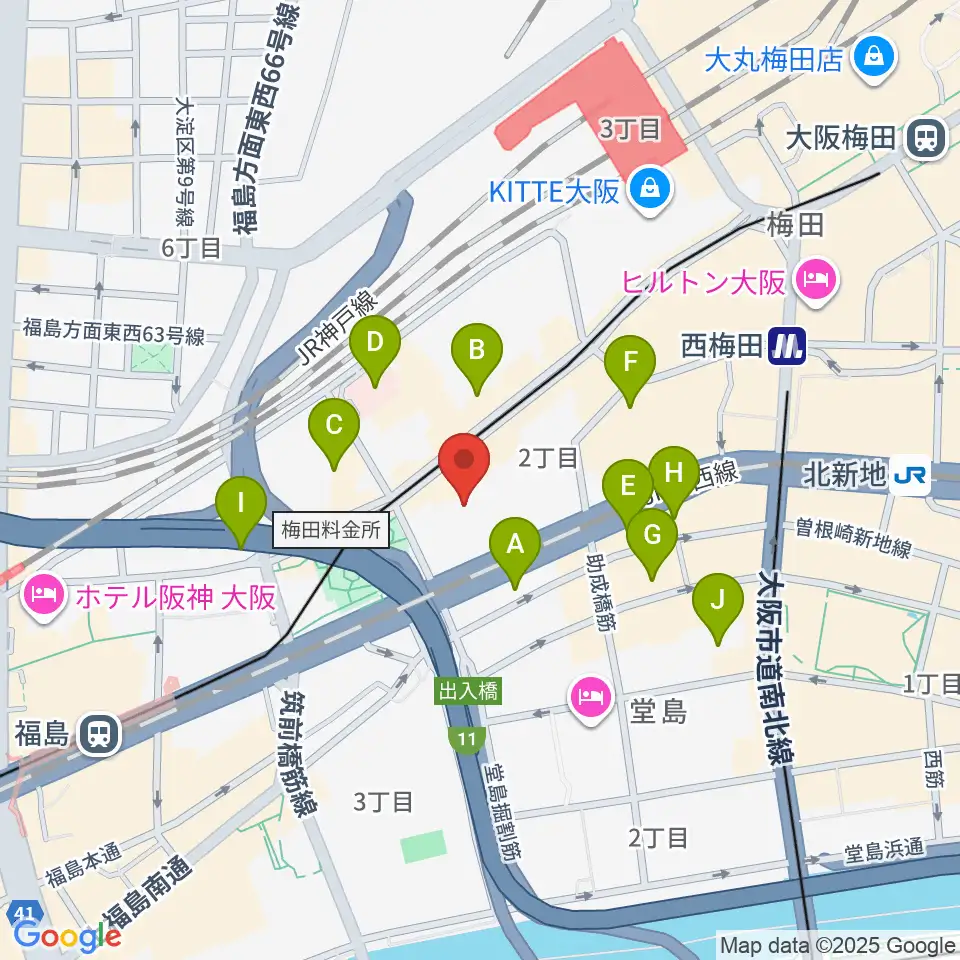 ハービスHALL周辺のコンビニエンスストア一覧地図
