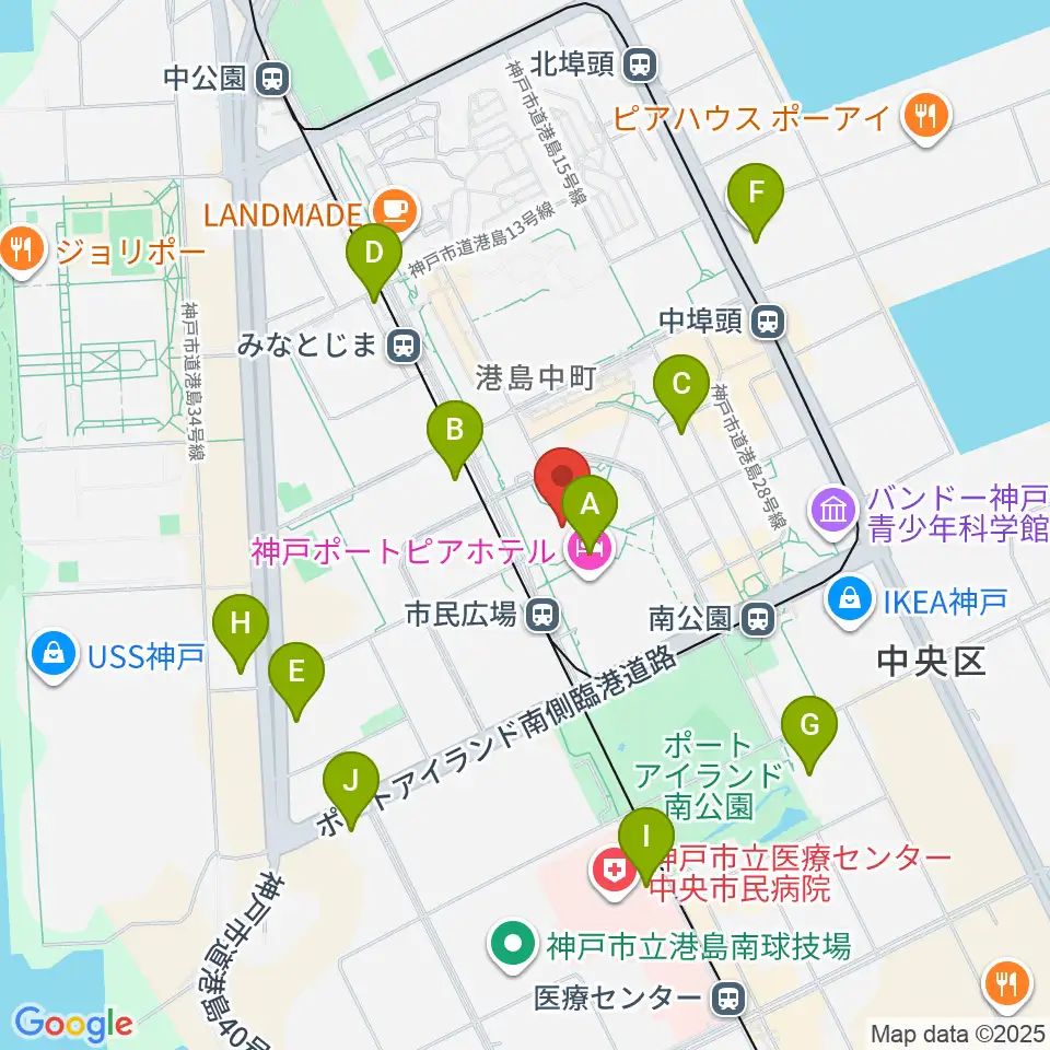 神戸国際会議場周辺のコンビニエンスストア一覧地図