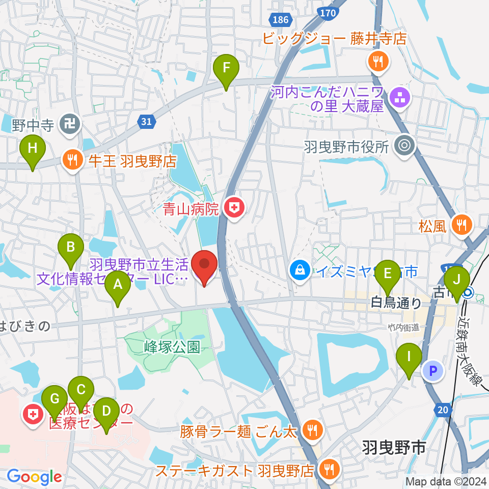 LICはびきの周辺のコンビニエンスストア一覧地図