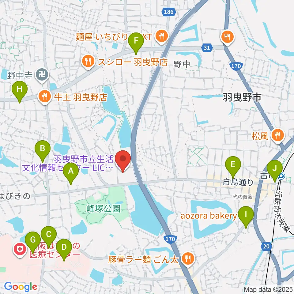 LICはびきの周辺のコンビニエンスストア一覧地図
