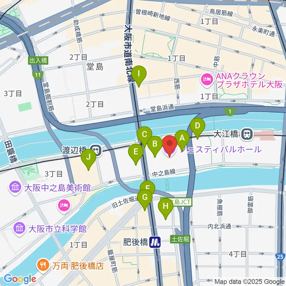 フェスティバルホール周辺のコンビニエンスストア一覧地図
