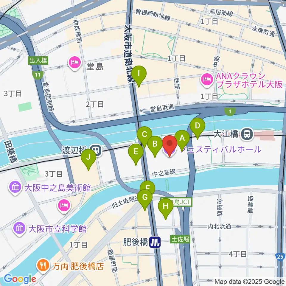 フェスティバルホール周辺のコンビニエンスストア一覧地図