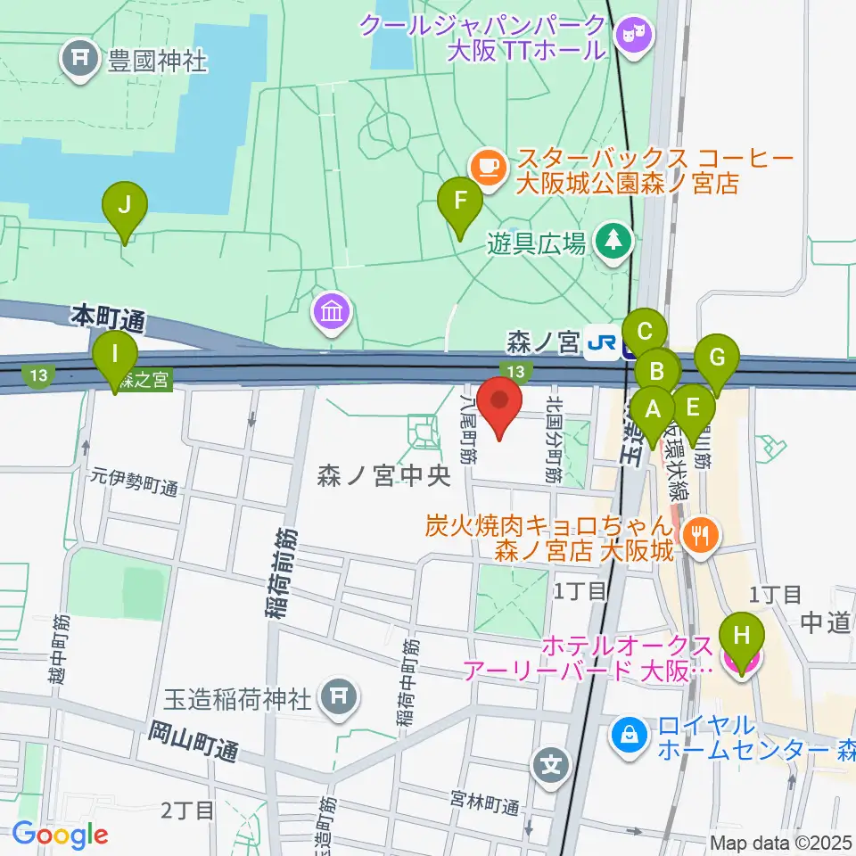 森ノ宮ピロティホール周辺のコンビニエンスストア一覧地図