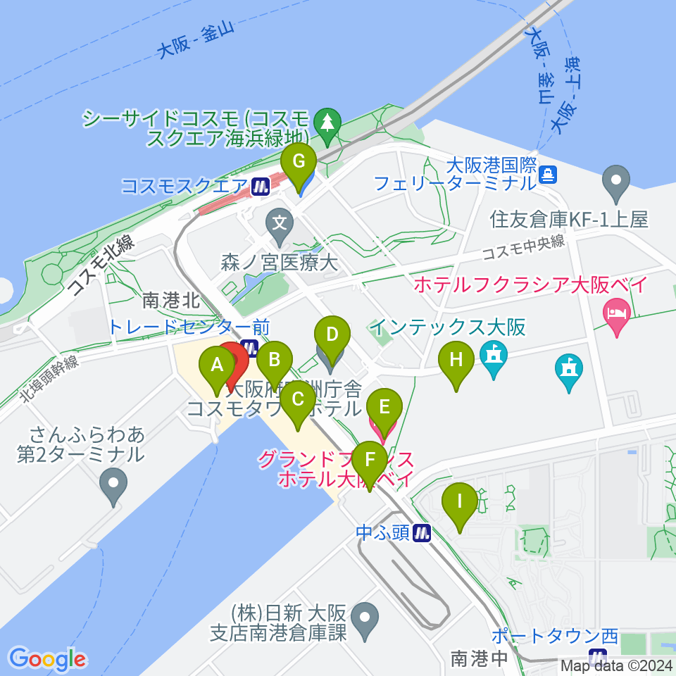 南港サンセットホール周辺のコンビニエンスストア一覧地図