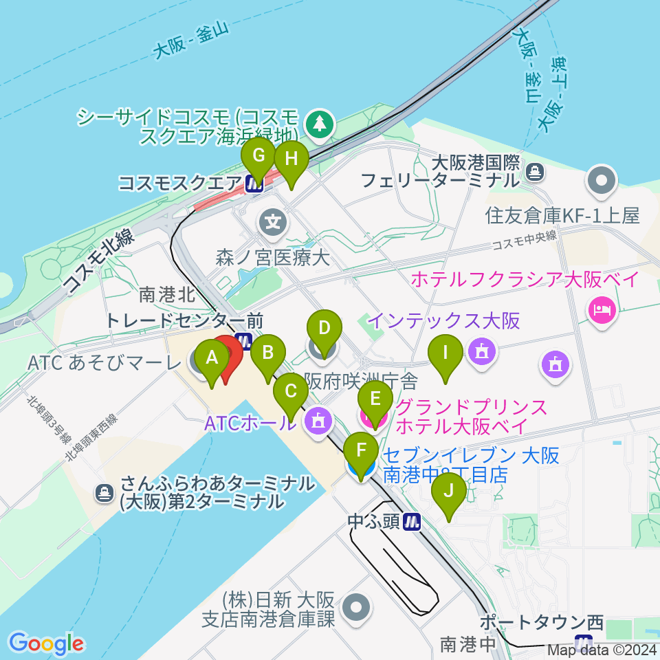 南港サンセットホール周辺のコンビニエンスストア一覧地図