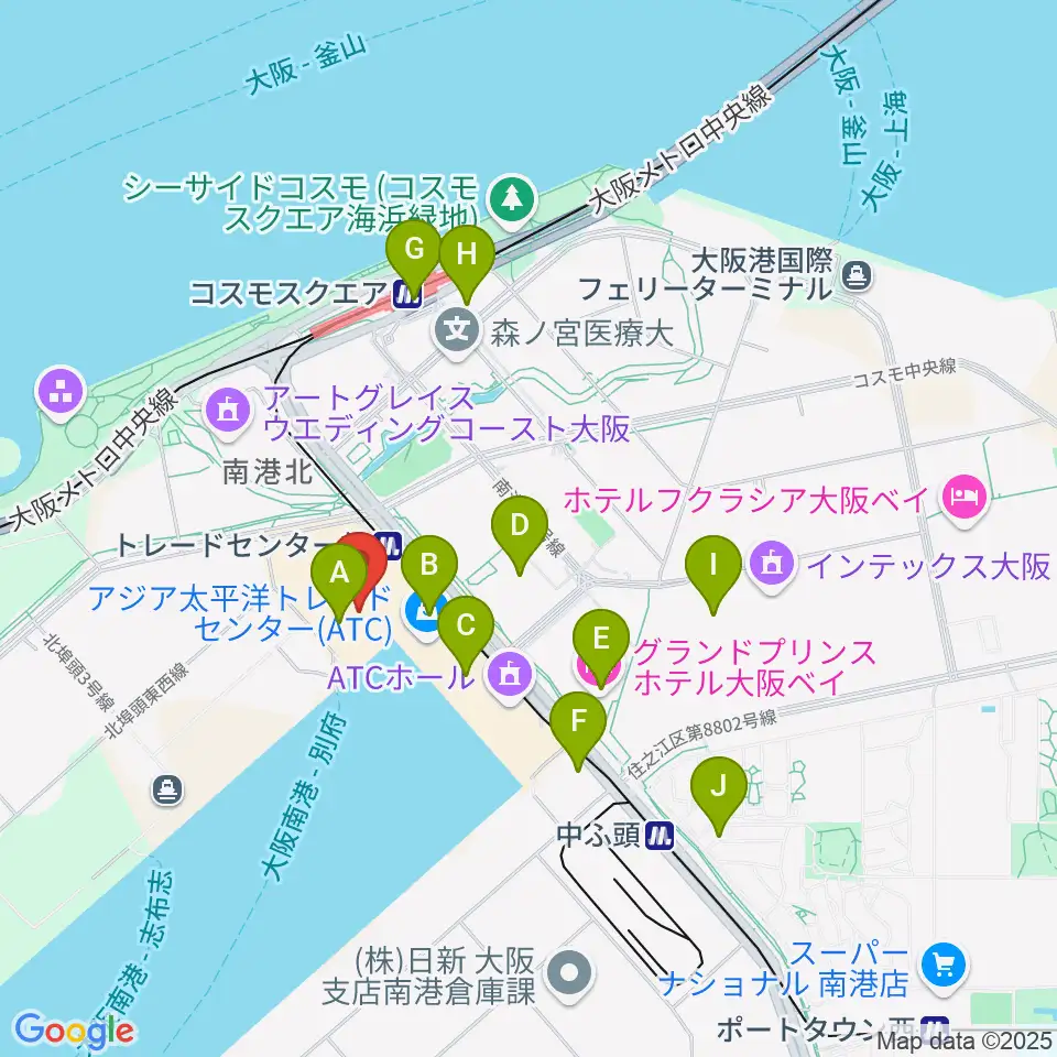 南港サンセットホール周辺のコンビニエンスストア一覧地図