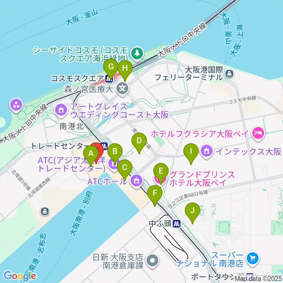 南港サンセットホール周辺のコンビニエンスストア一覧地図