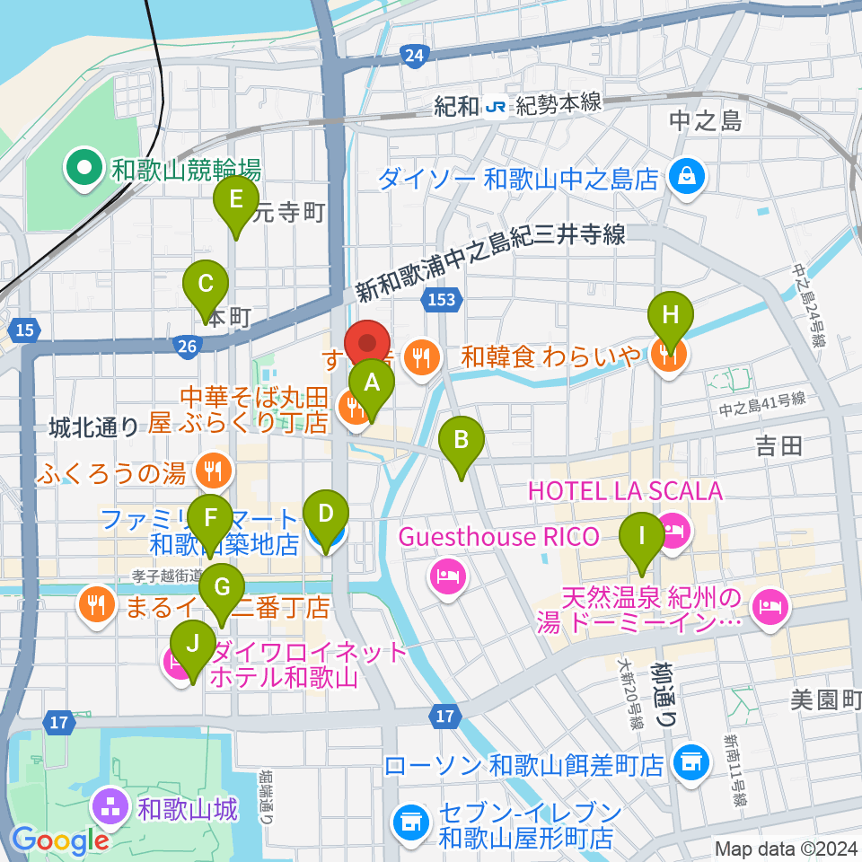 和歌山CLUB GATE周辺のコンビニエンスストア一覧地図