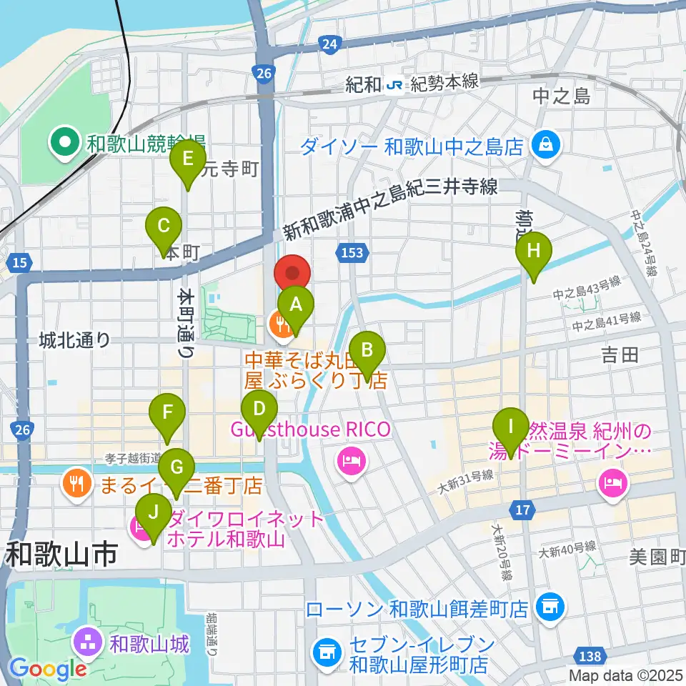 和歌山CLUB GATE周辺のコンビニエンスストア一覧地図