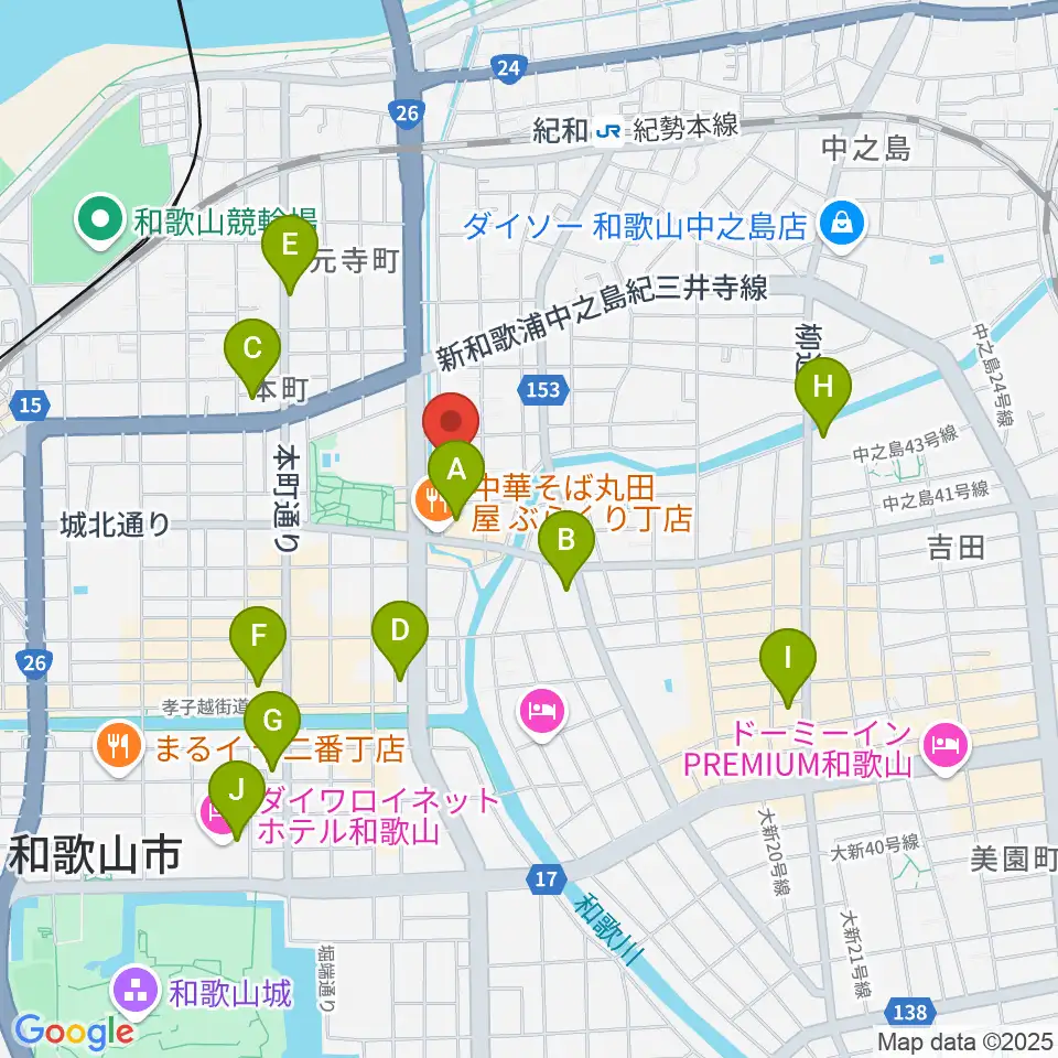和歌山CLUB GATE周辺のコンビニエンスストア一覧地図
