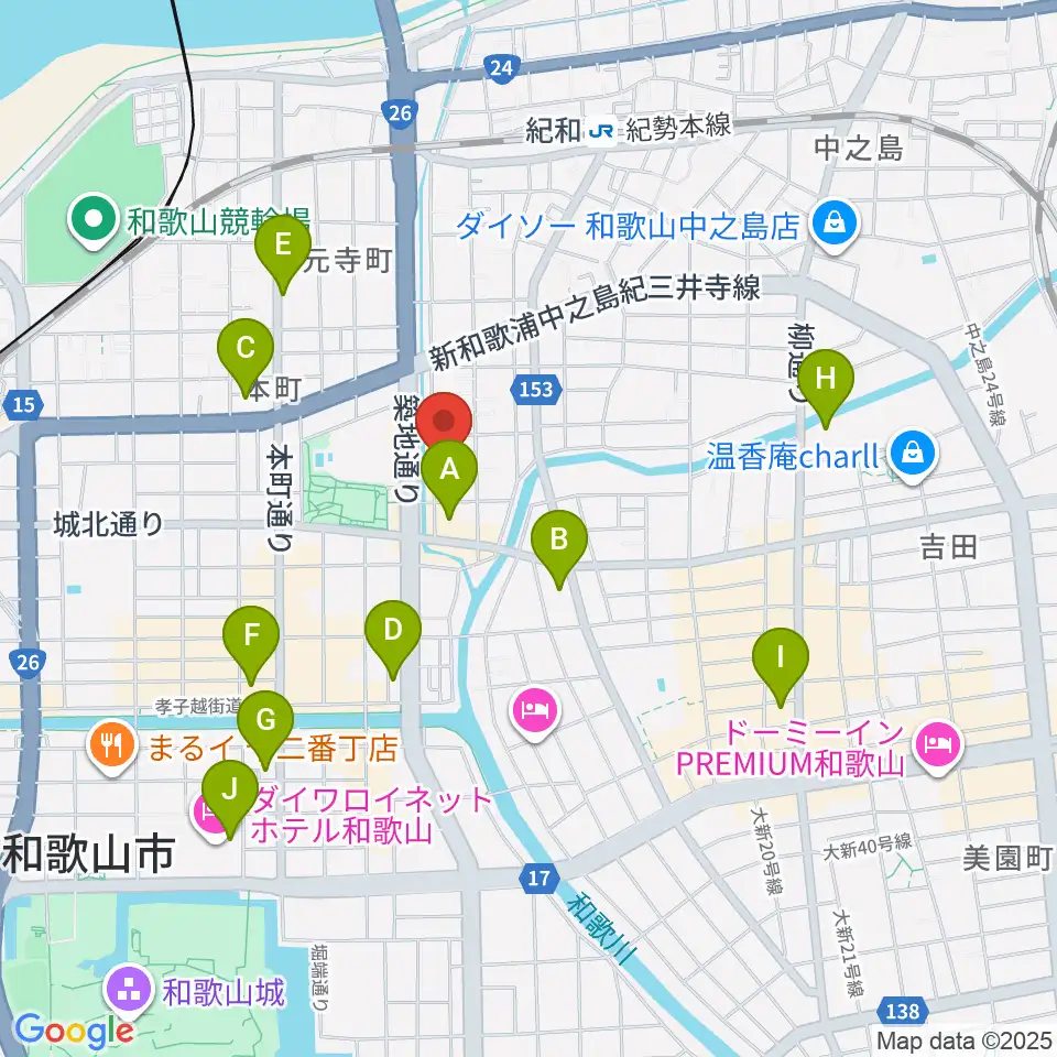 和歌山CLUB GATE周辺のコンビニエンスストア一覧地図