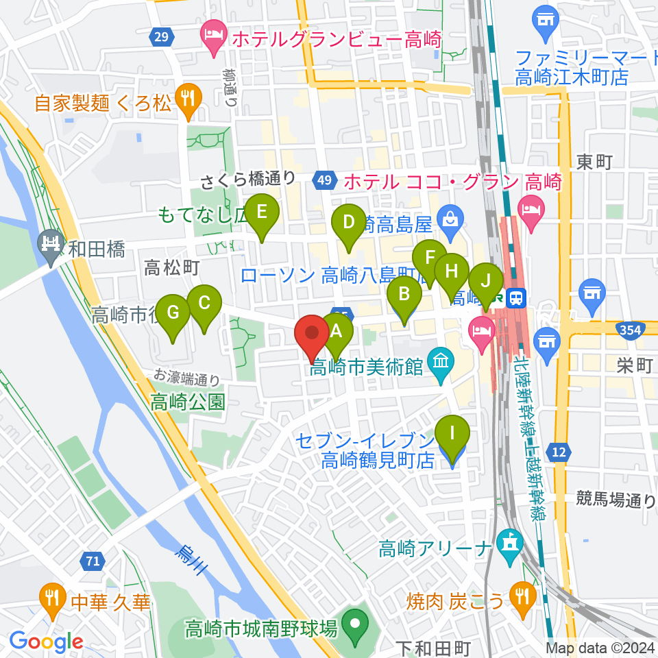 高崎TRUST55周辺のコンビニエンスストア一覧地図