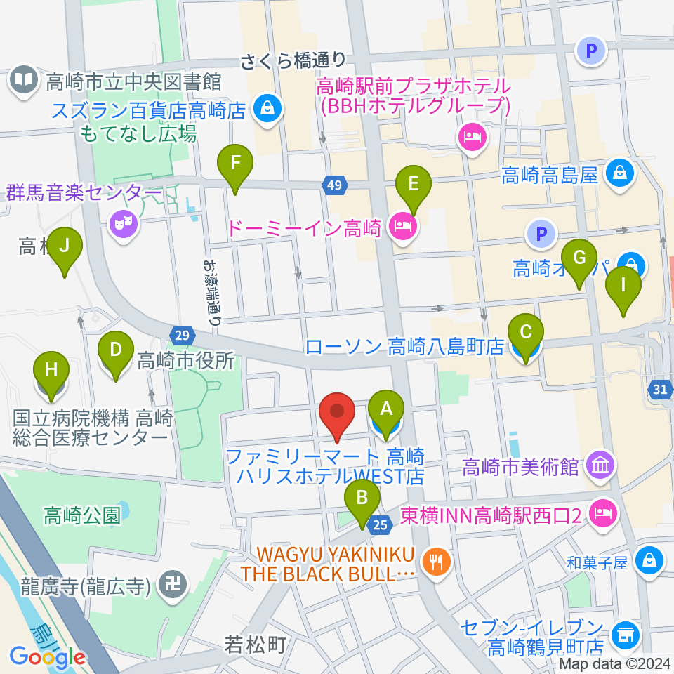 高崎TRUST55周辺のコンビニエンスストア一覧地図