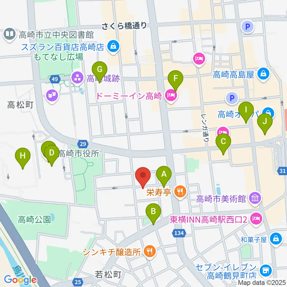 高崎TRUST55周辺のコンビニエンスストア一覧地図
