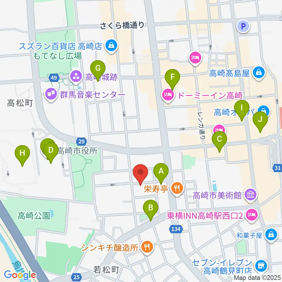 高崎TRUST55周辺のコンビニエンスストア一覧地図