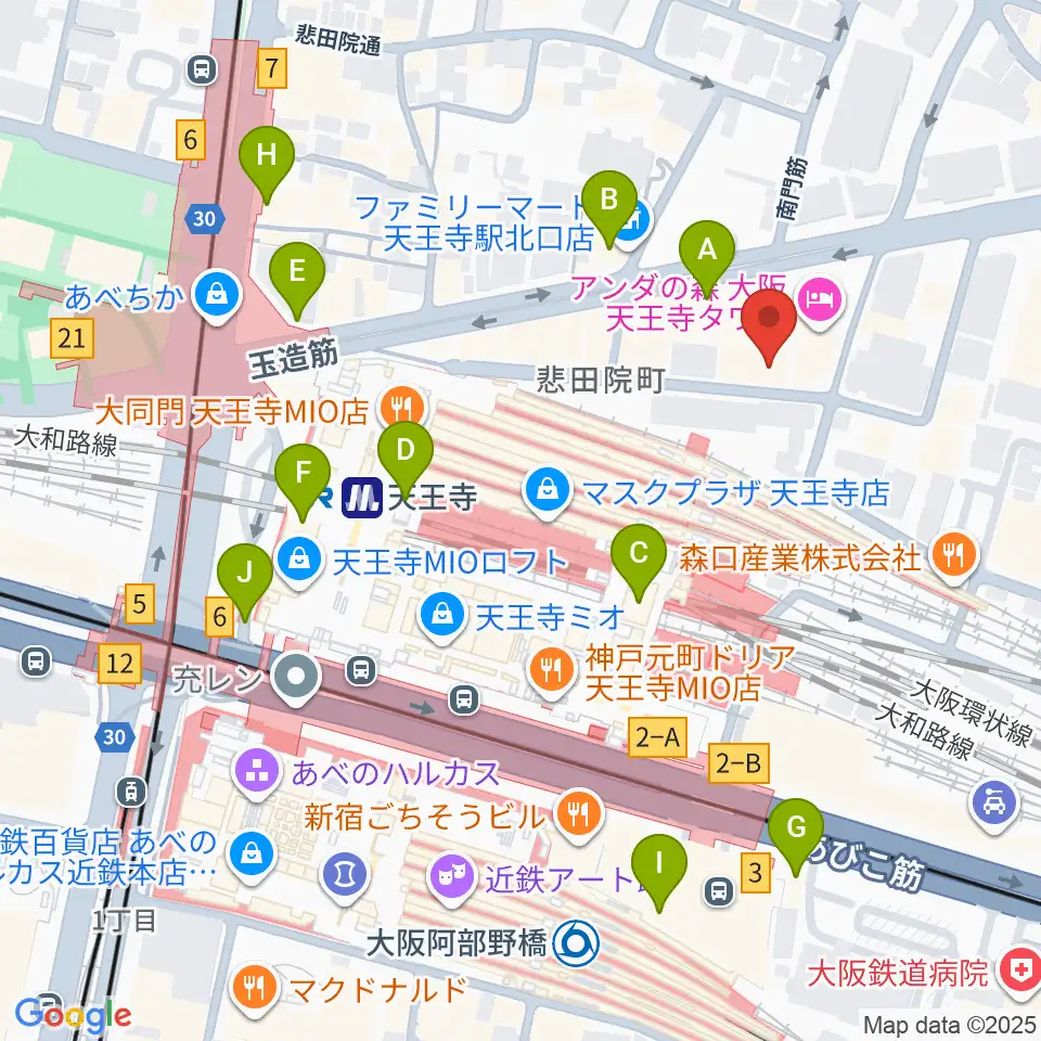 ワンリバーギター＆ボーカルスクール周辺のコンビニエンスストア一覧地図