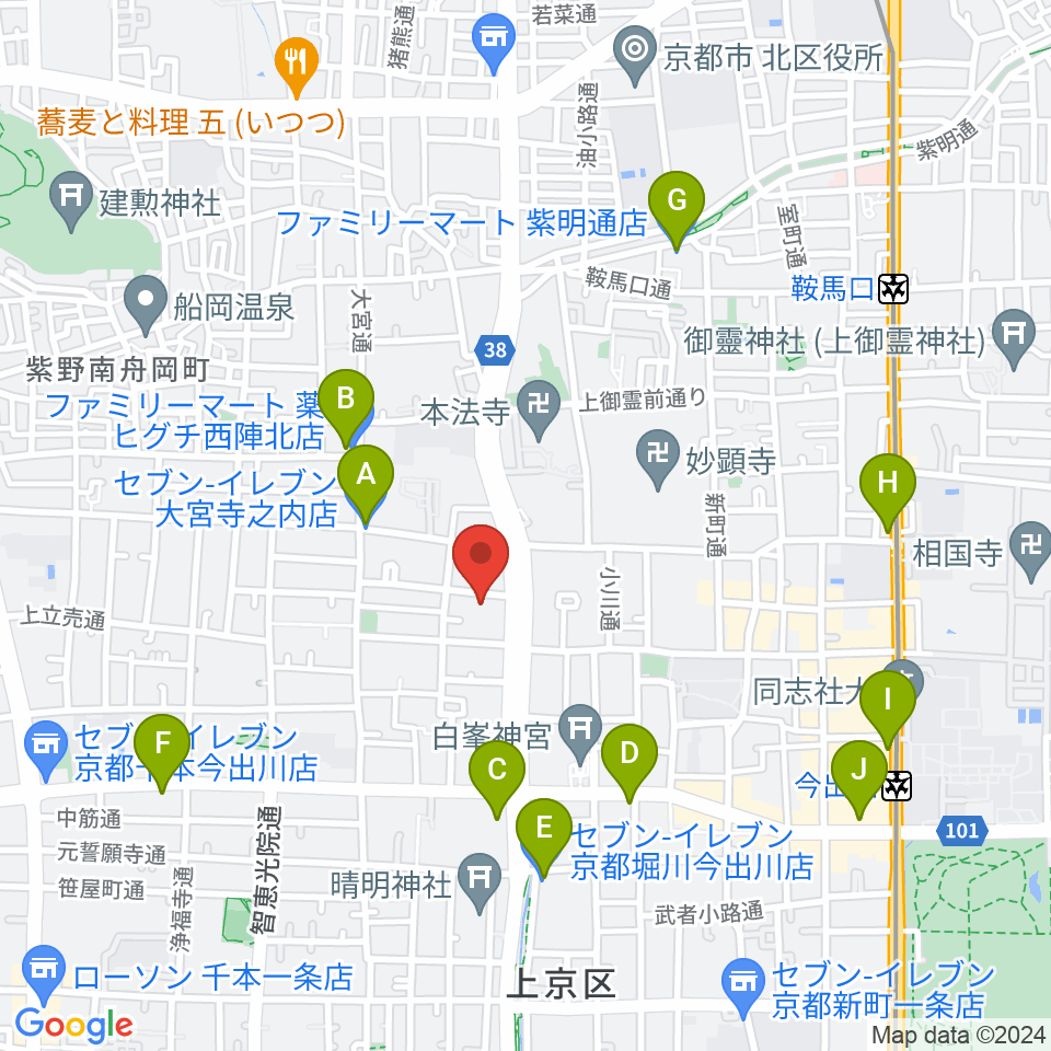 京都ヴィンセント周辺のコンビニエンスストア一覧地図