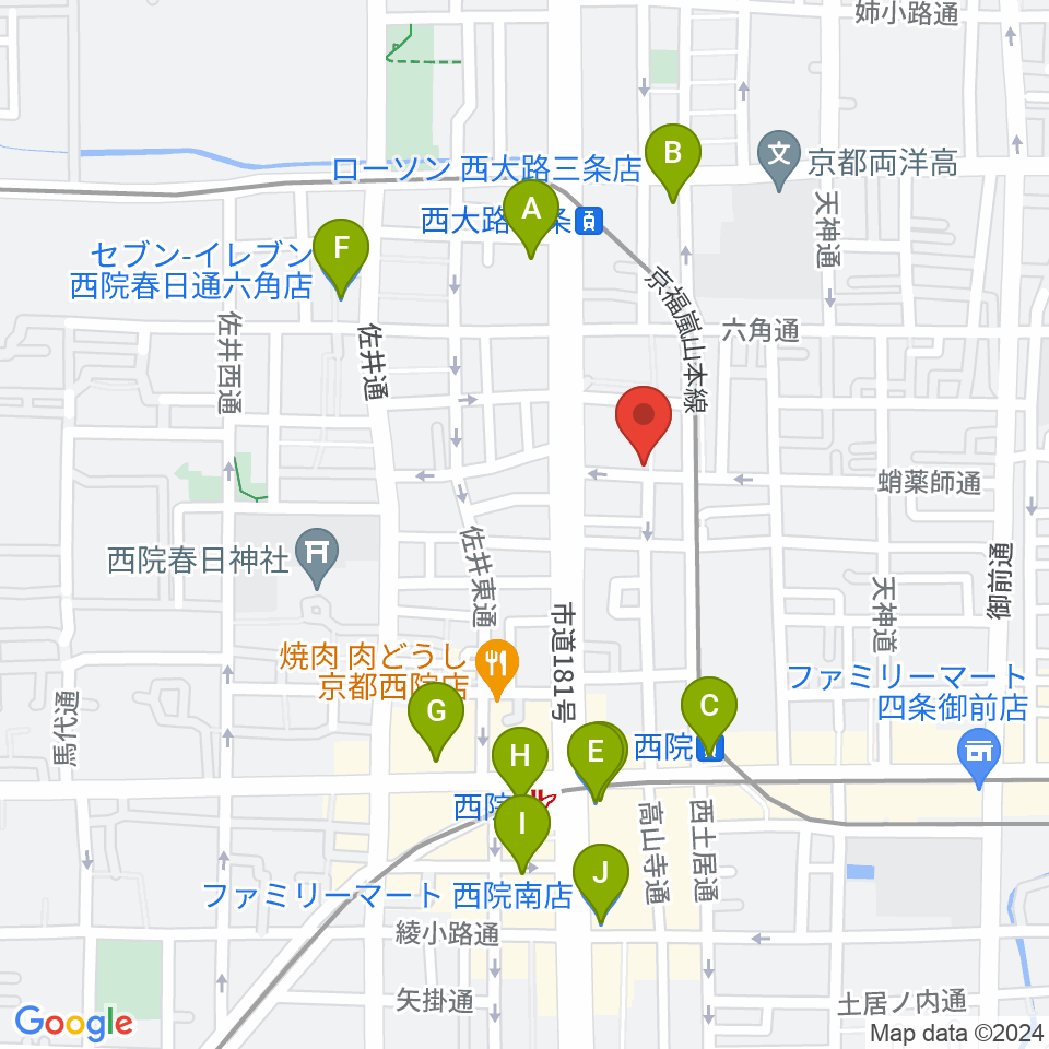 西院ネガポジ周辺のコンビニエンスストア一覧地図