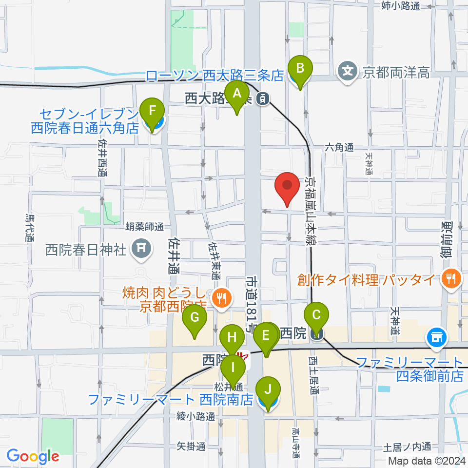 西院ネガポジ周辺のコンビニエンスストア一覧地図