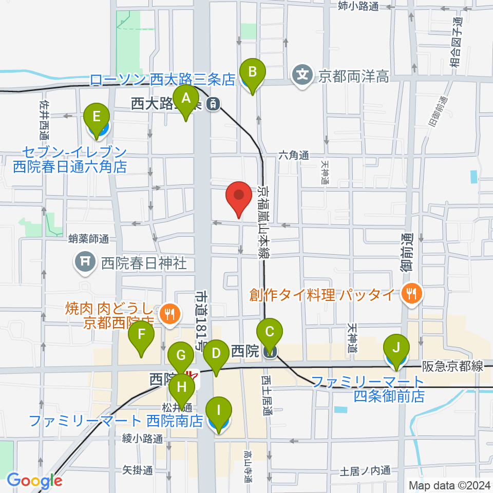 西院ネガポジ周辺のコンビニエンスストア一覧地図