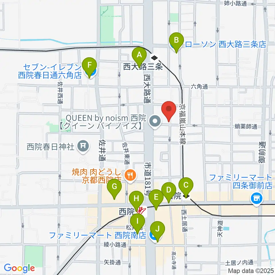 西院ネガポジ周辺のコンビニエンスストア一覧地図