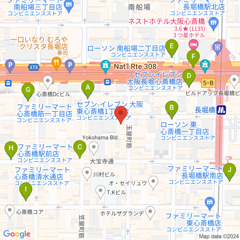 心斎橋CLUB STOMP周辺のコンビニエンスストア一覧地図