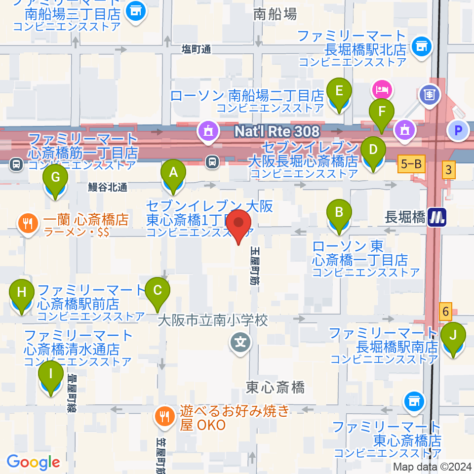 心斎橋CLUB STOMP周辺のコンビニエンスストア一覧地図