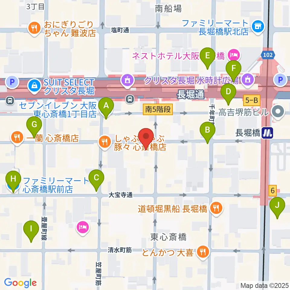 心斎橋CLUB STOMP周辺のコンビニエンスストア一覧地図
