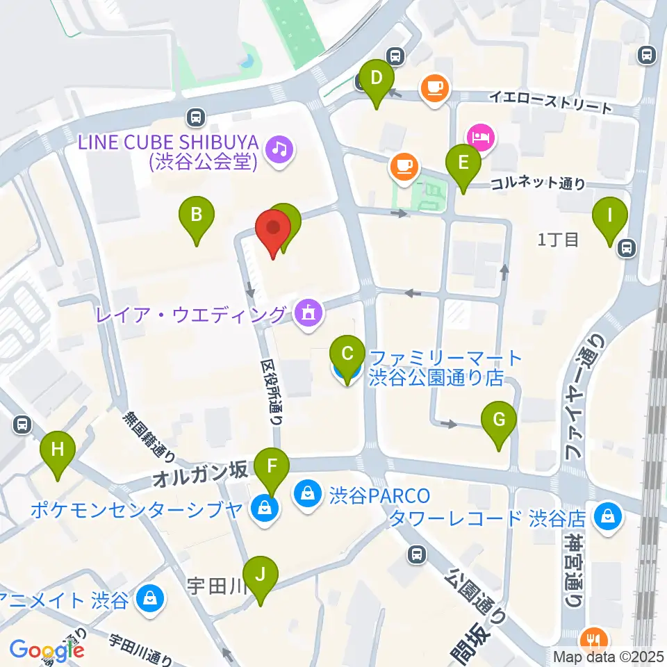 渋谷公園通りBODY&SOUL周辺のコンビニエンスストア一覧地図