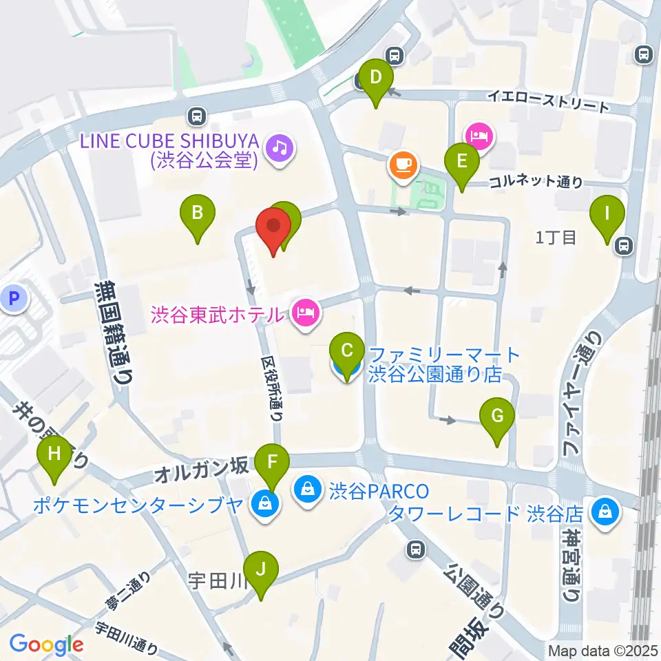 渋谷公園通りBODY&SOUL周辺のコンビニエンスストア一覧地図