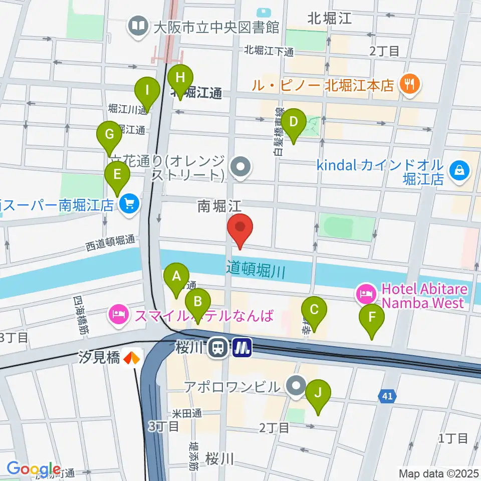 南堀江エンヴァイロメントゼロジー周辺のコンビニエンスストア一覧地図