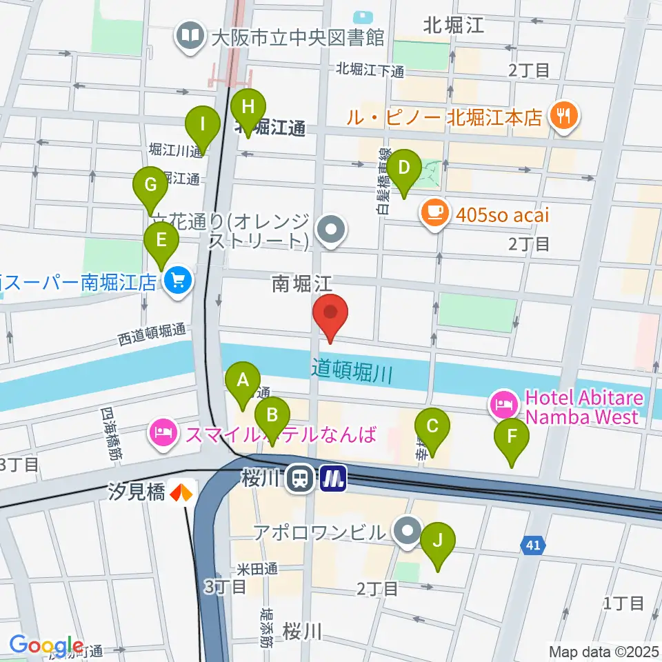 南堀江エンヴァイロメントゼロジー周辺のコンビニエンスストア一覧地図