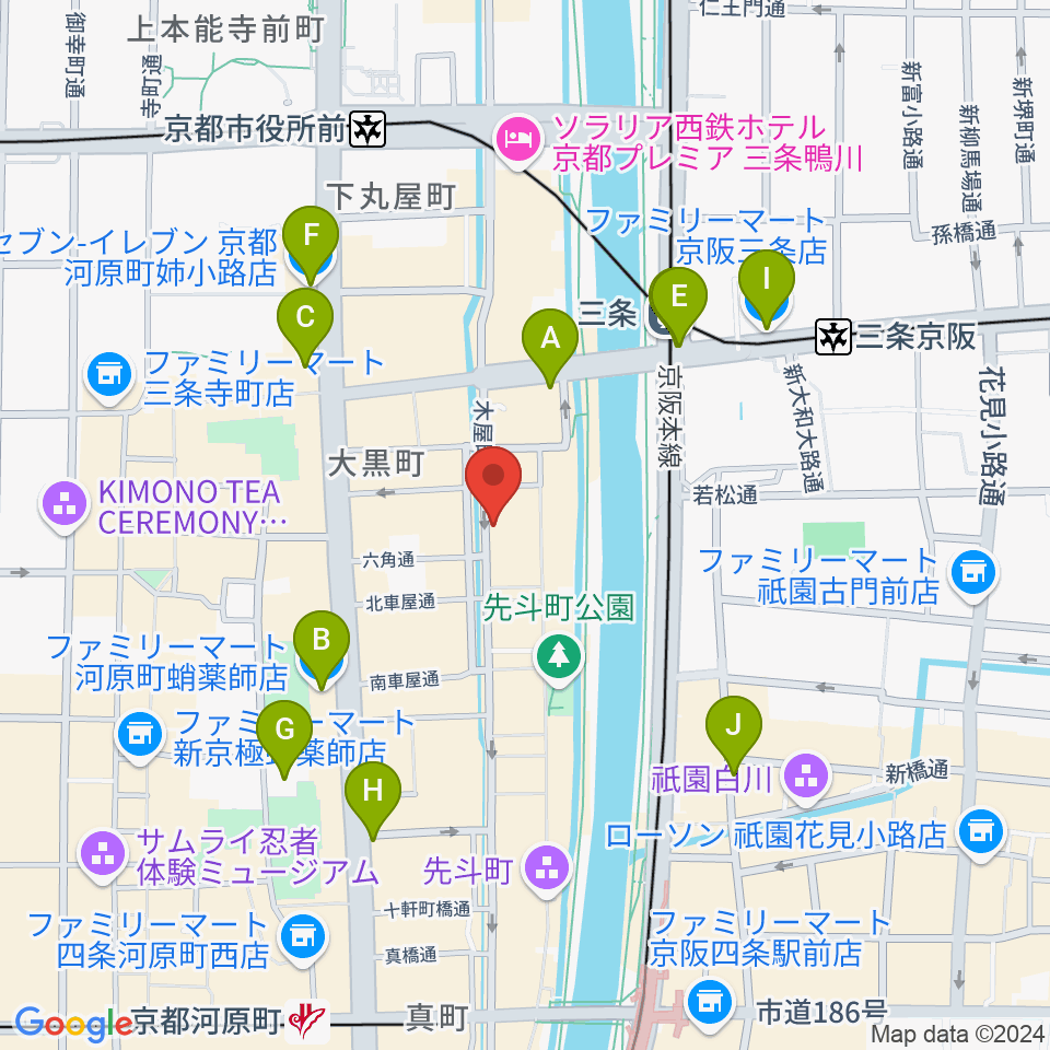 木屋町アバンギルド周辺のコンビニエンスストア一覧地図