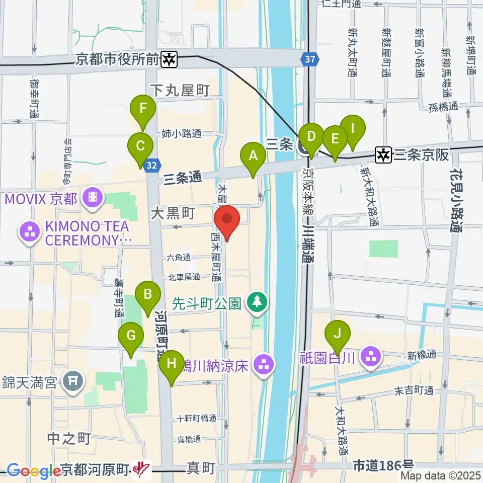 木屋町アバンギルド周辺のコンビニエンスストア一覧地図