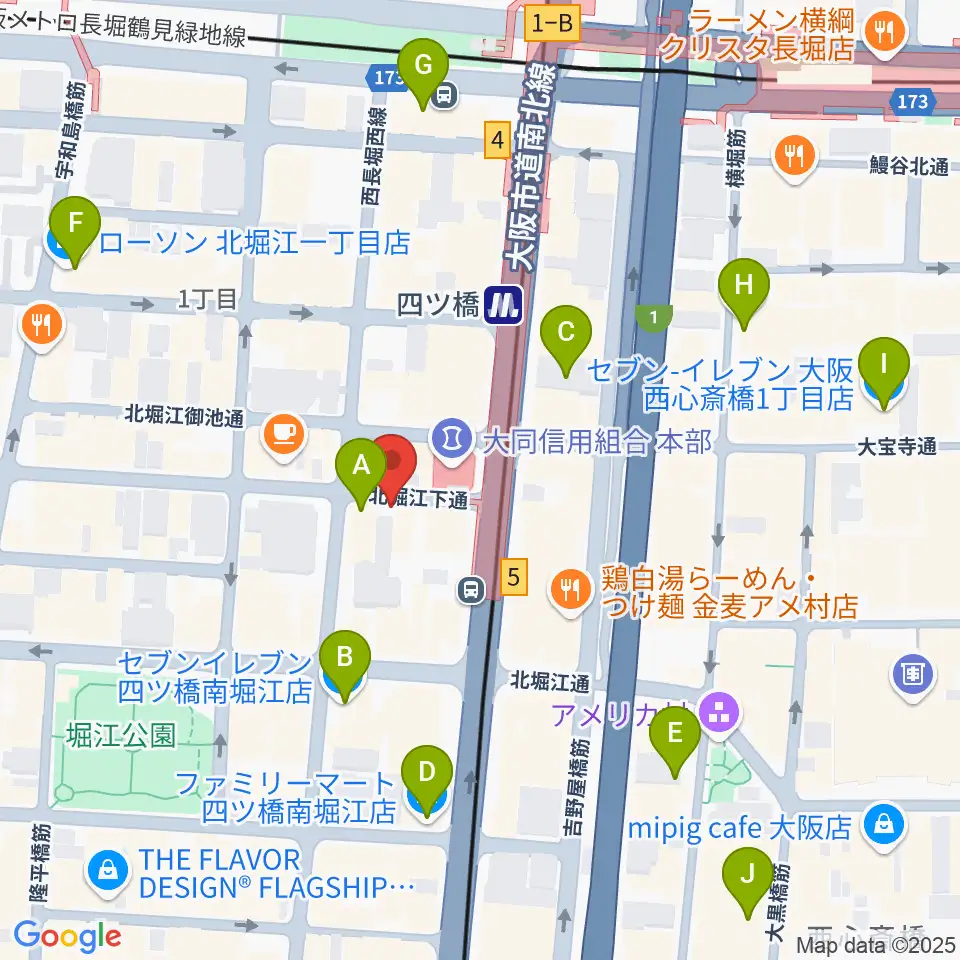 堀江ヒルズパン工場周辺のコンビニエンスストア一覧地図