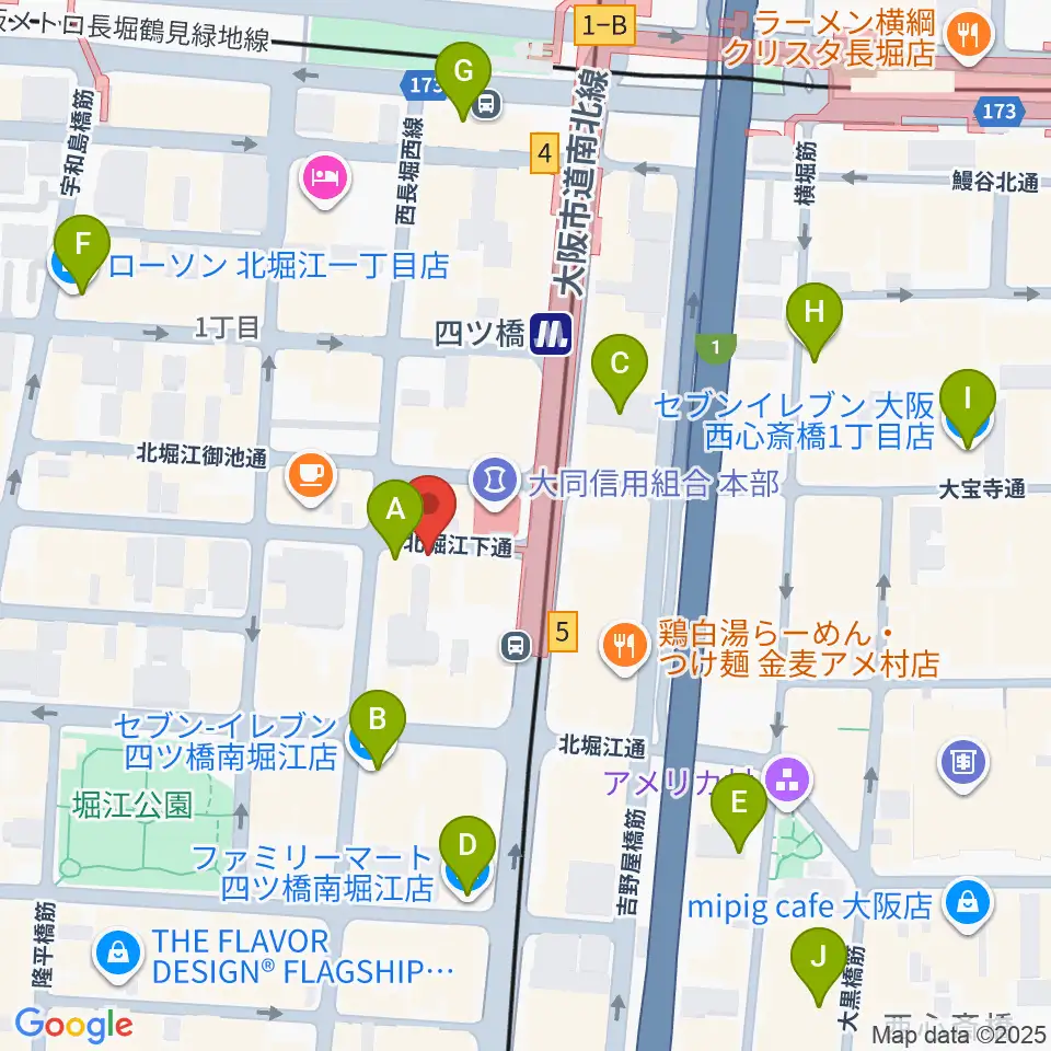 堀江ヒルズパン工場周辺のコンビニエンスストア一覧地図