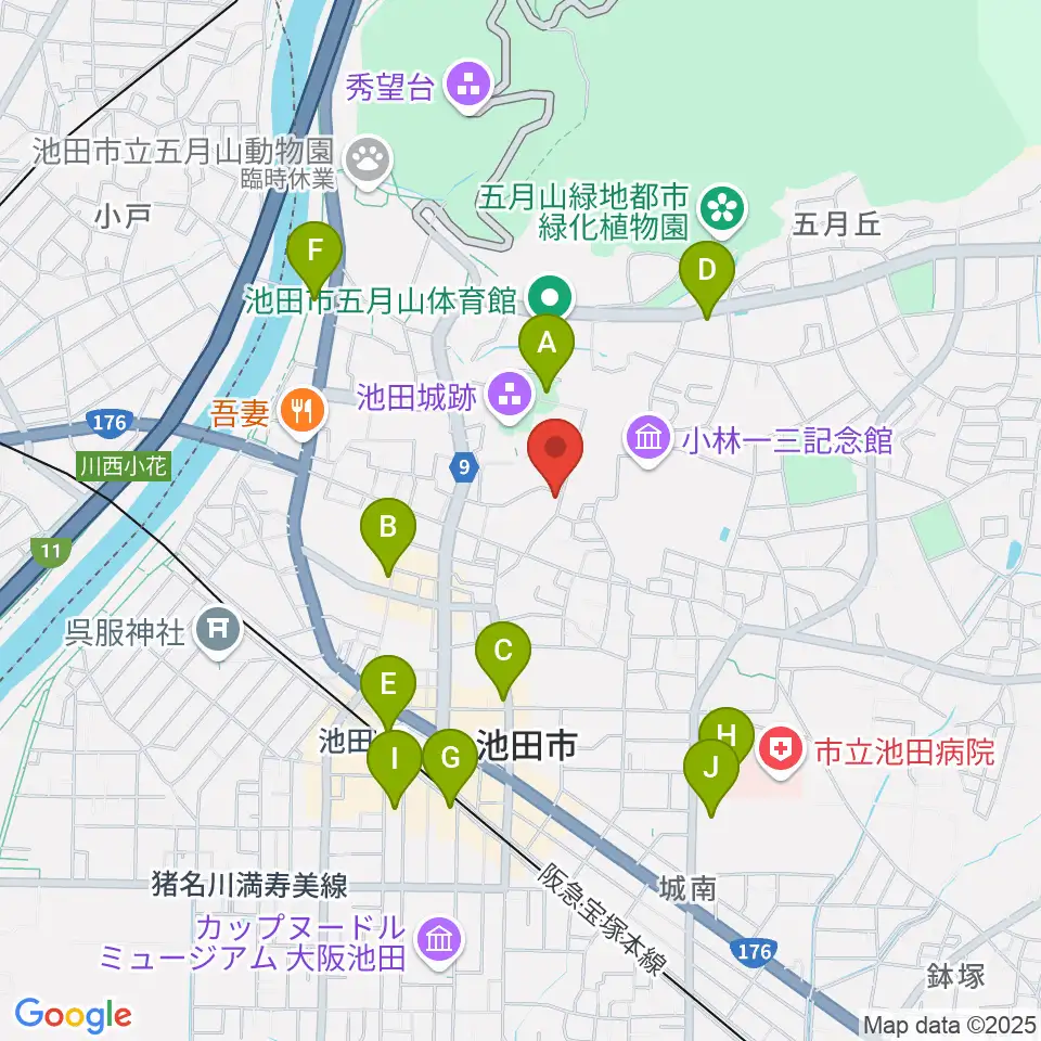 逸翁美術館マグノリアホール周辺のコンビニエンスストア一覧地図