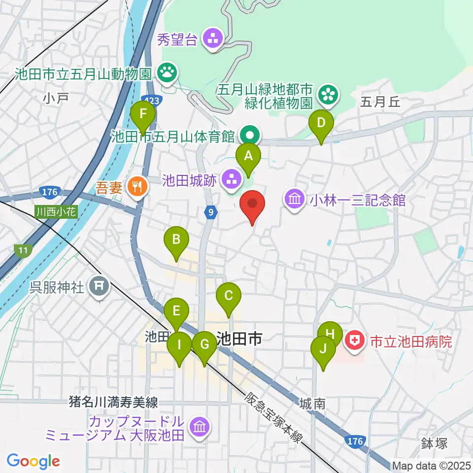 逸翁美術館マグノリアホール周辺のコンビニエンスストア一覧地図