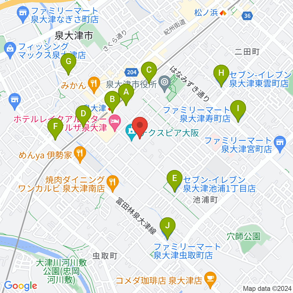 テクスピア大阪周辺のコンビニエンスストア一覧地図