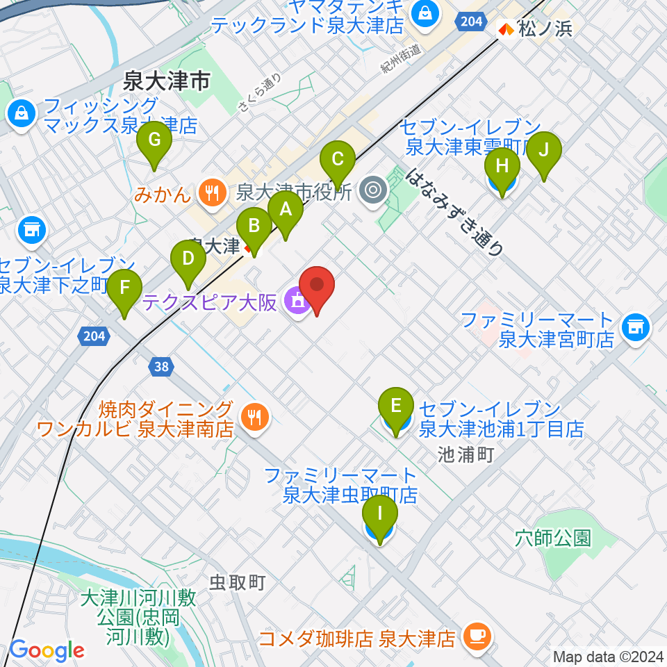 テクスピア大阪周辺のコンビニエンスストア一覧地図